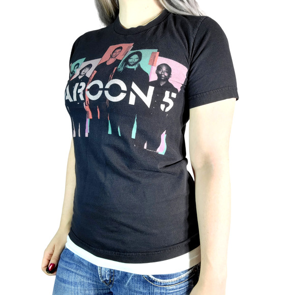 Maroon 5 Shirt Womens Small Adam Levine 2013 Rock Band Black Pastel Concert - Picture 2 of 7